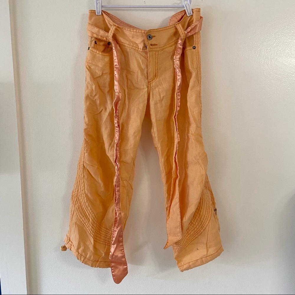 Miss Me Vintage 90’s Y2K Peach Linen Cargo Pants